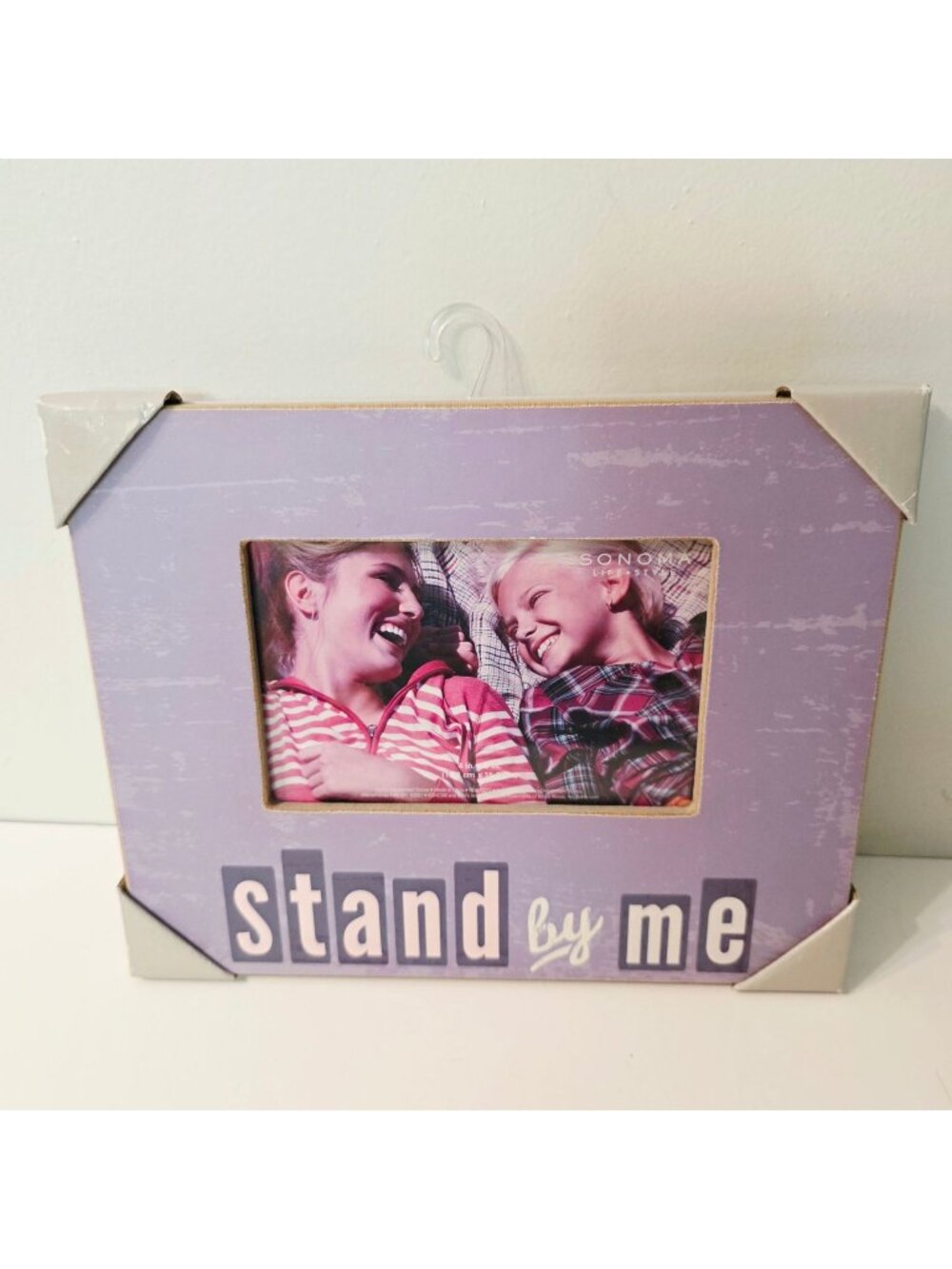 Free Standing Purple Wood Photo Picture Frame Stand by Me Caption fits 4 x 6